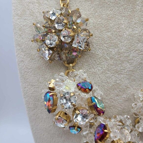Exquisite! NWT J Crew Rhinestone Crystal Statement Snowball Necklace - Picture 3 of 14